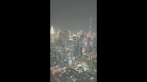 Dubai Night View with Drone