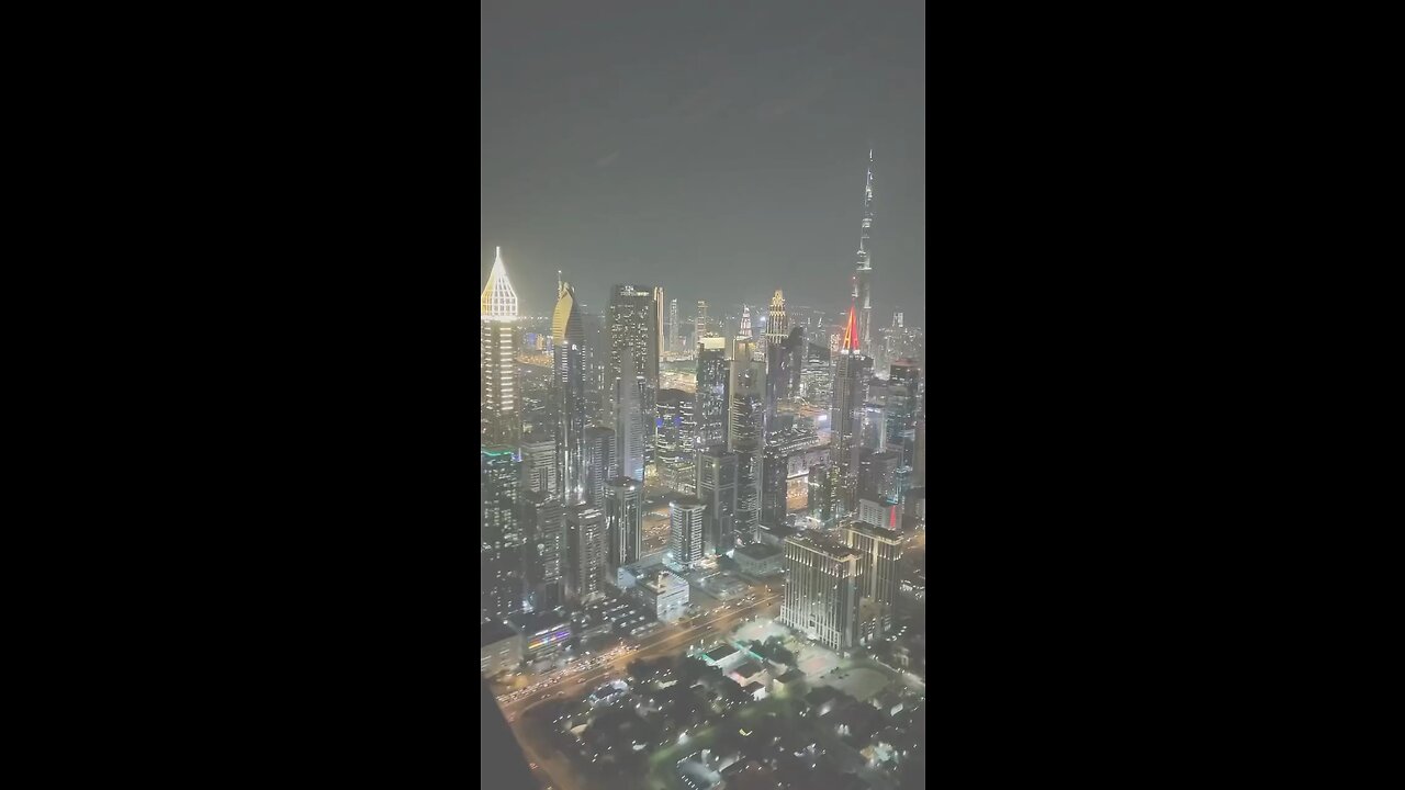 Dubai Night View with Drone