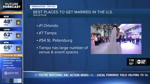 Tampa ranked 7th best city to get married in this year