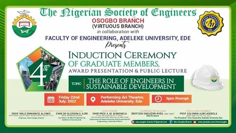 NSE Osogbo Induction of Graduate Members of Adeleke University