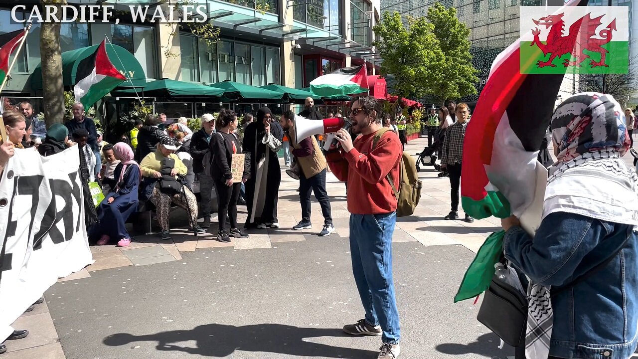 Stop Arming Israel. March for Palestine, Central Library, Cardiff Wales