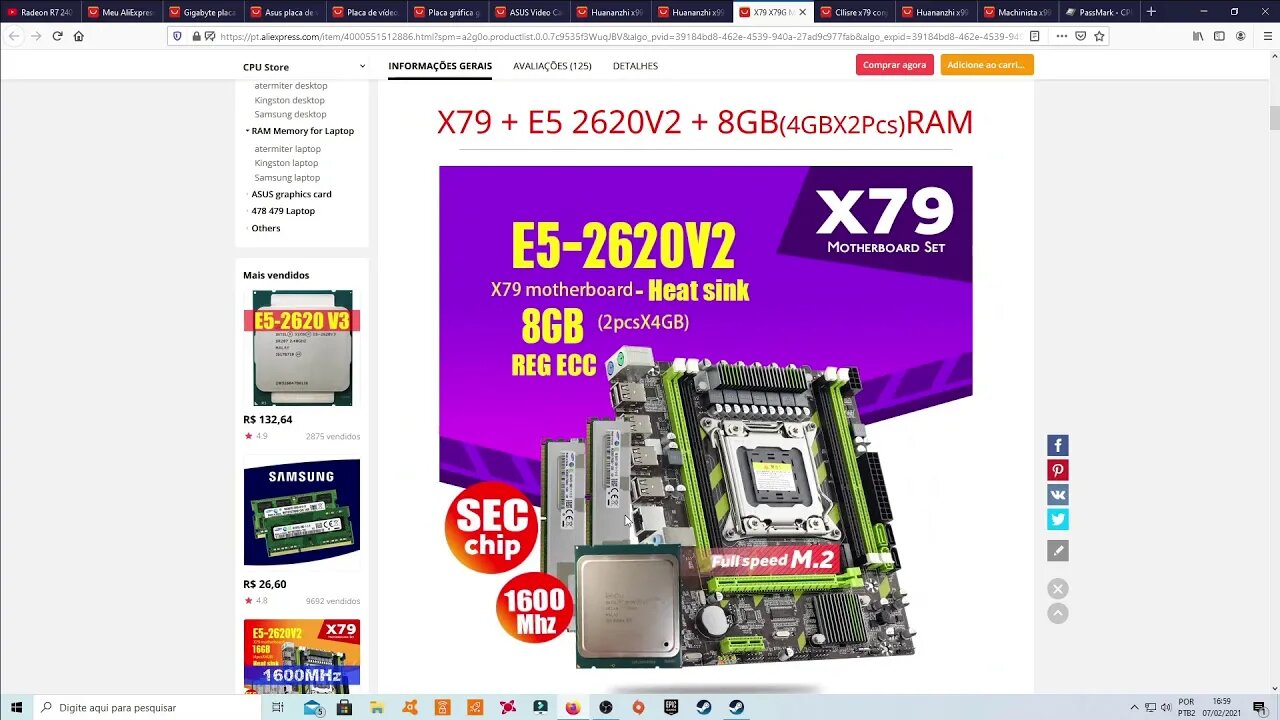 KIT XEON X79 no Aliexpress.