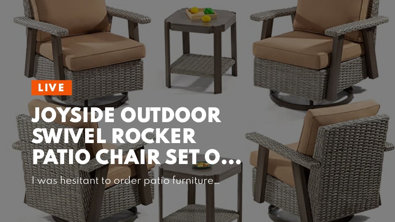 Joyside Outdoor Swivel Rocker Patio Chair Set of 4 and 2 Matching Side Tables - 6 Piece Wicker...