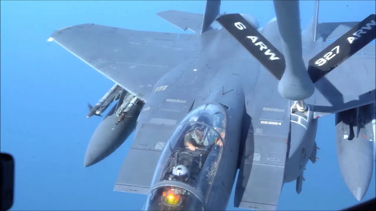 Mid-Air Refuelling F-15E Strike Eagles