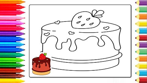 coloring drawing - Drawing and coloring a delicious cake