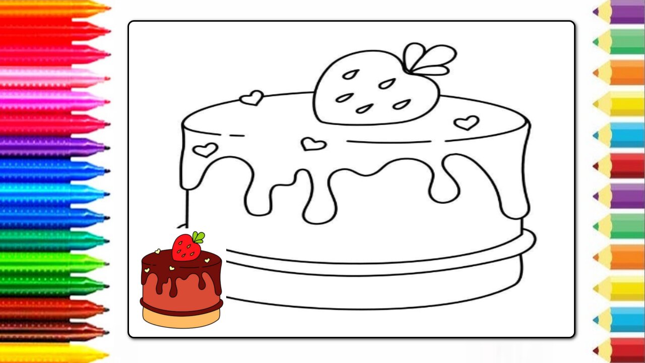 coloring drawing - Drawing and coloring a delicious cake