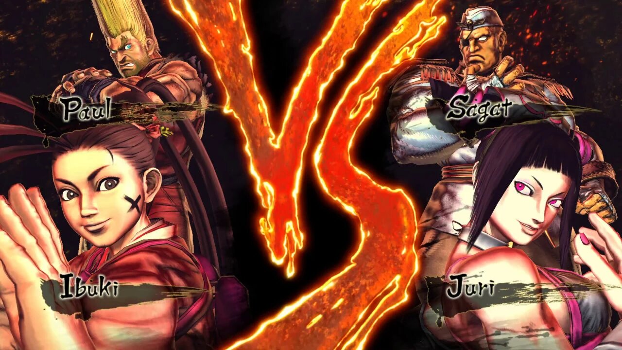 Street Fighter X Tekken: Ibuki (Alternate Costume) & Paul vs Juri & Sagat - 1440p No Commentary