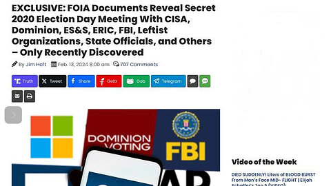 FOIA Documents Reveal Secret 2020 Election Day Meeting With CISA, Dominion, ES&S, ERIC, FBI, Leftist