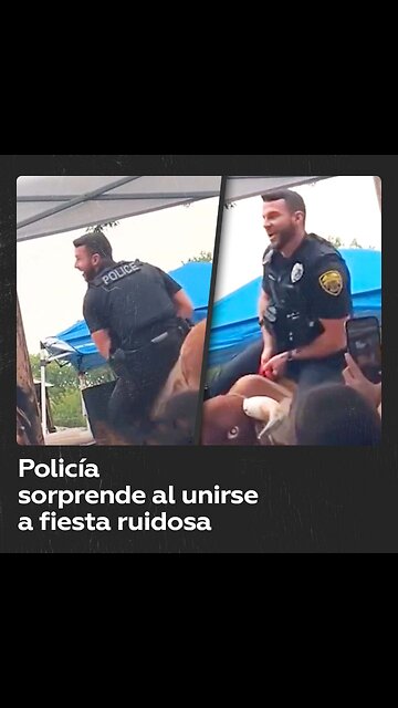 Policía acude a fiesta por quejas y termina montado en toro mecánico