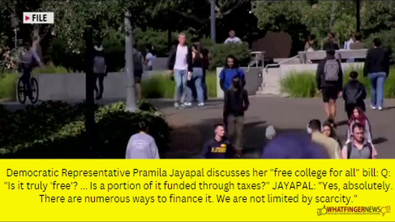 Democratic Representative Pramila Jayapal discusses her "free college for all" bill