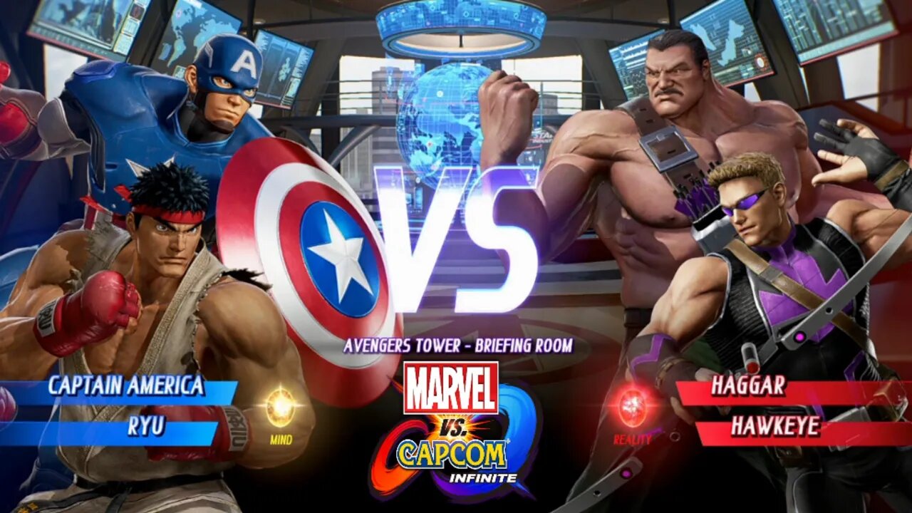 Capitão América & Ryu VS Haggar & Gavião Arqueiro Marvel vs Capcom Infinite
