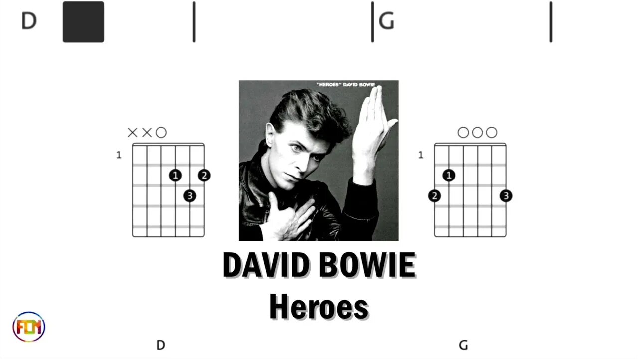 DAVID BOWIE Heroes - (Chords & Lyrics like a Karaoke) HD