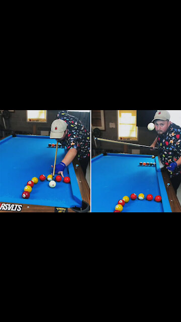Spectacular movements of a man in a game of billiards