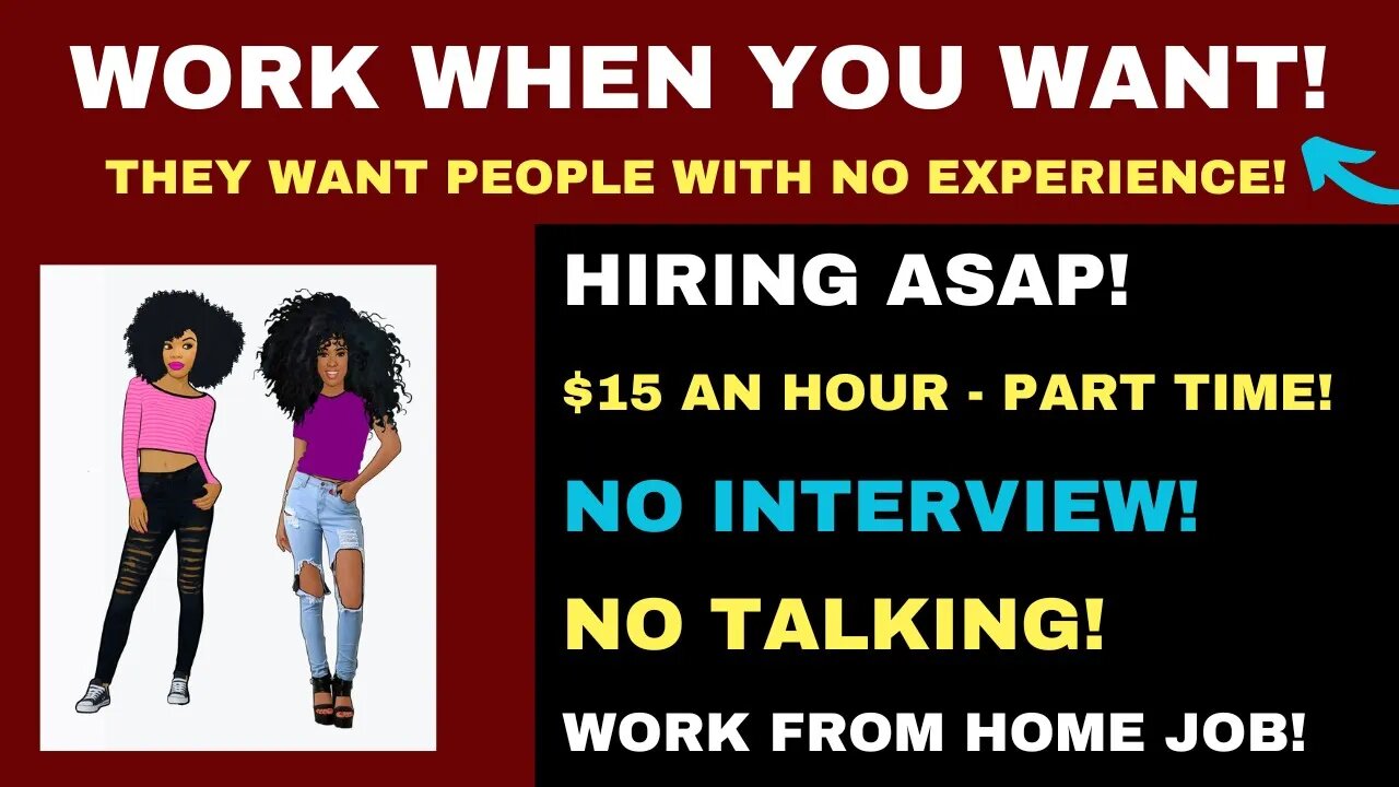 Hiring Asap! Work When You Want No Talking No Interview $15 An Hour Part Time Work From Home Job