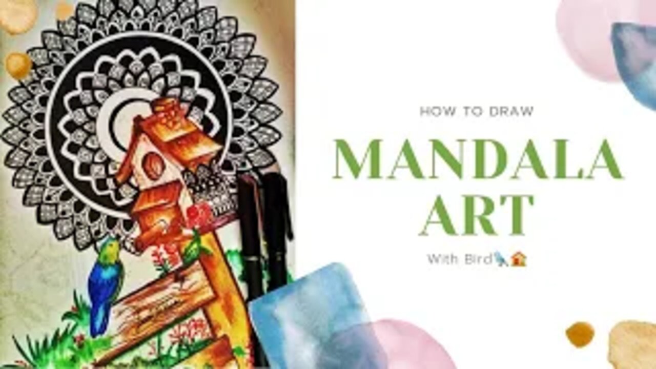 Easy Mandala Art With Bird🦜🏠 || Creative Mandala Art