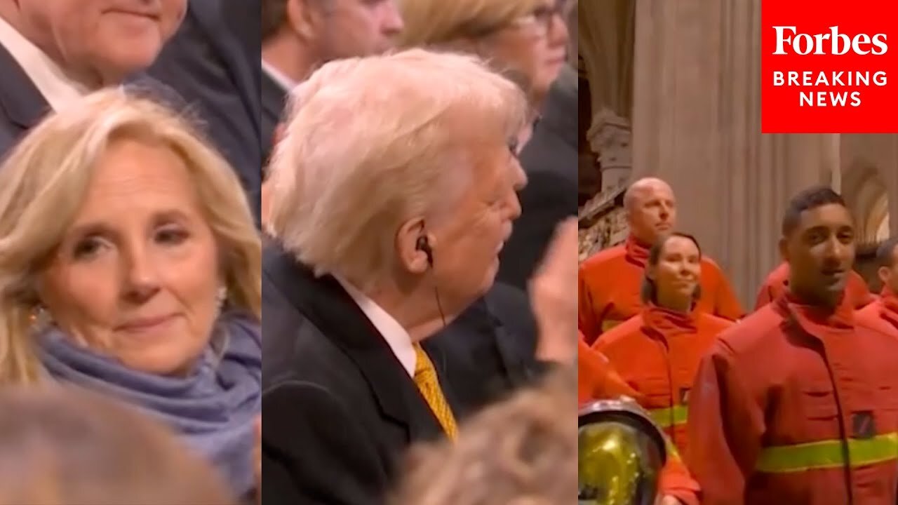 Jill Biden And Donald Trump Applaud Paris's Firefighters During Notre Dame Reopening Ceremony