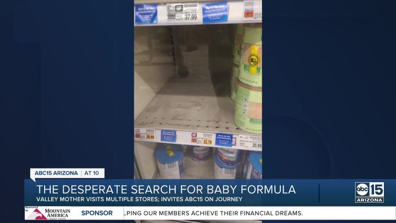 ABC15 joins Valley mom on daily search for formula to highlight the struggle