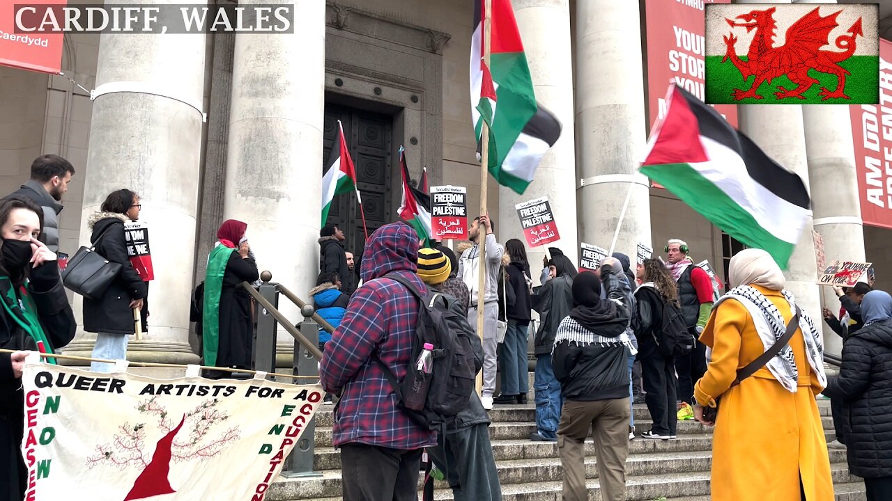 Pro-Palestinian protesters force Cardiff museum to shut front doors