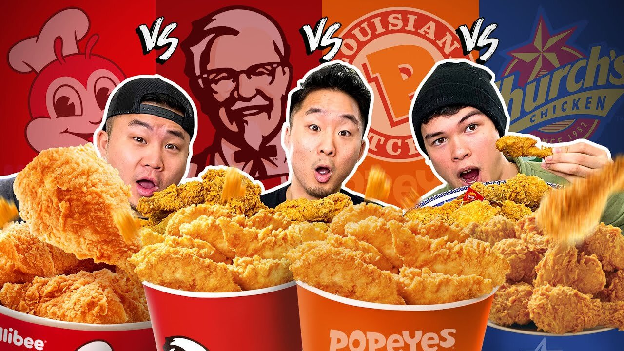 POPEYES vs JOLLIBEE vs KFC vs CHURCH'S - FAST FOOD FRIED CHICKEN BATTLE!