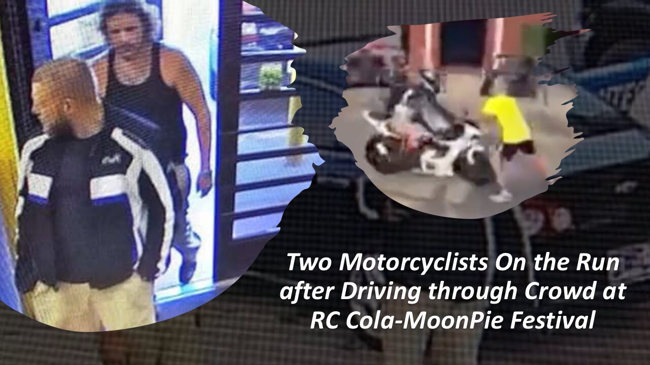 Two Motorcyclists On the Run after Driving through Crowd at the RC Cola-MoonPie Festival