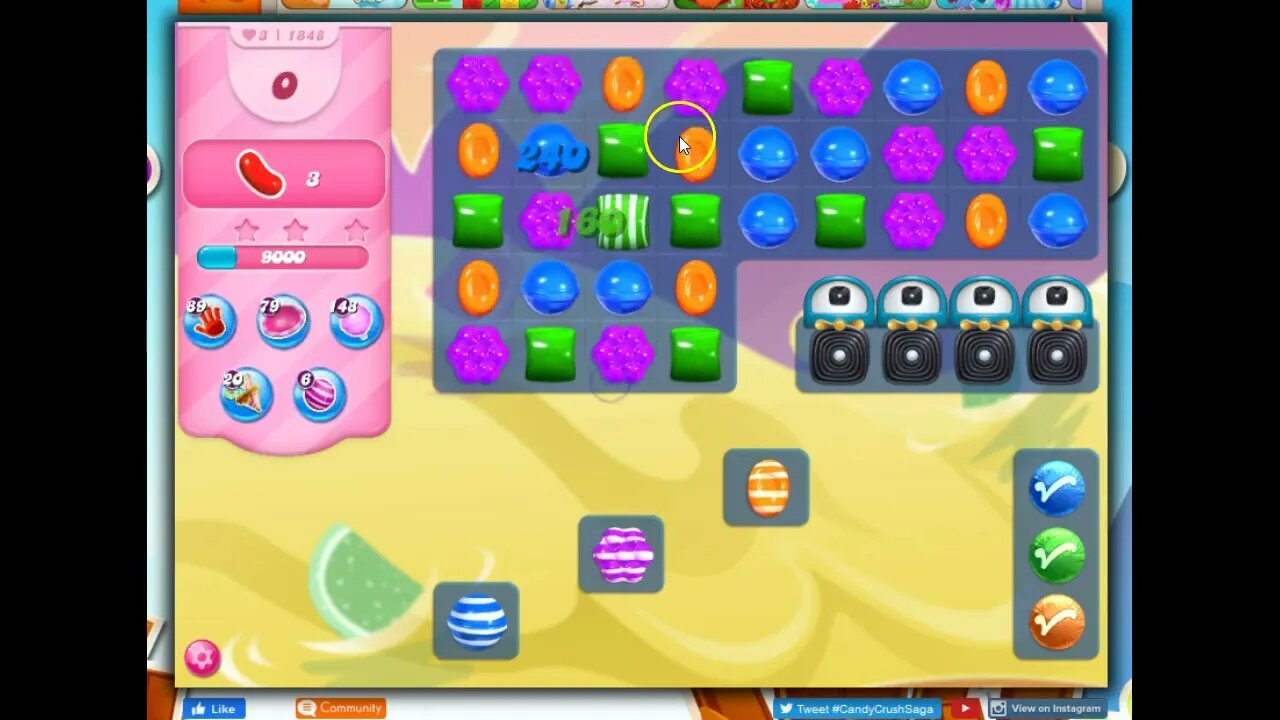 Candy Crush Level 1848 Talkthrough, 13 Moves 0 Boosters