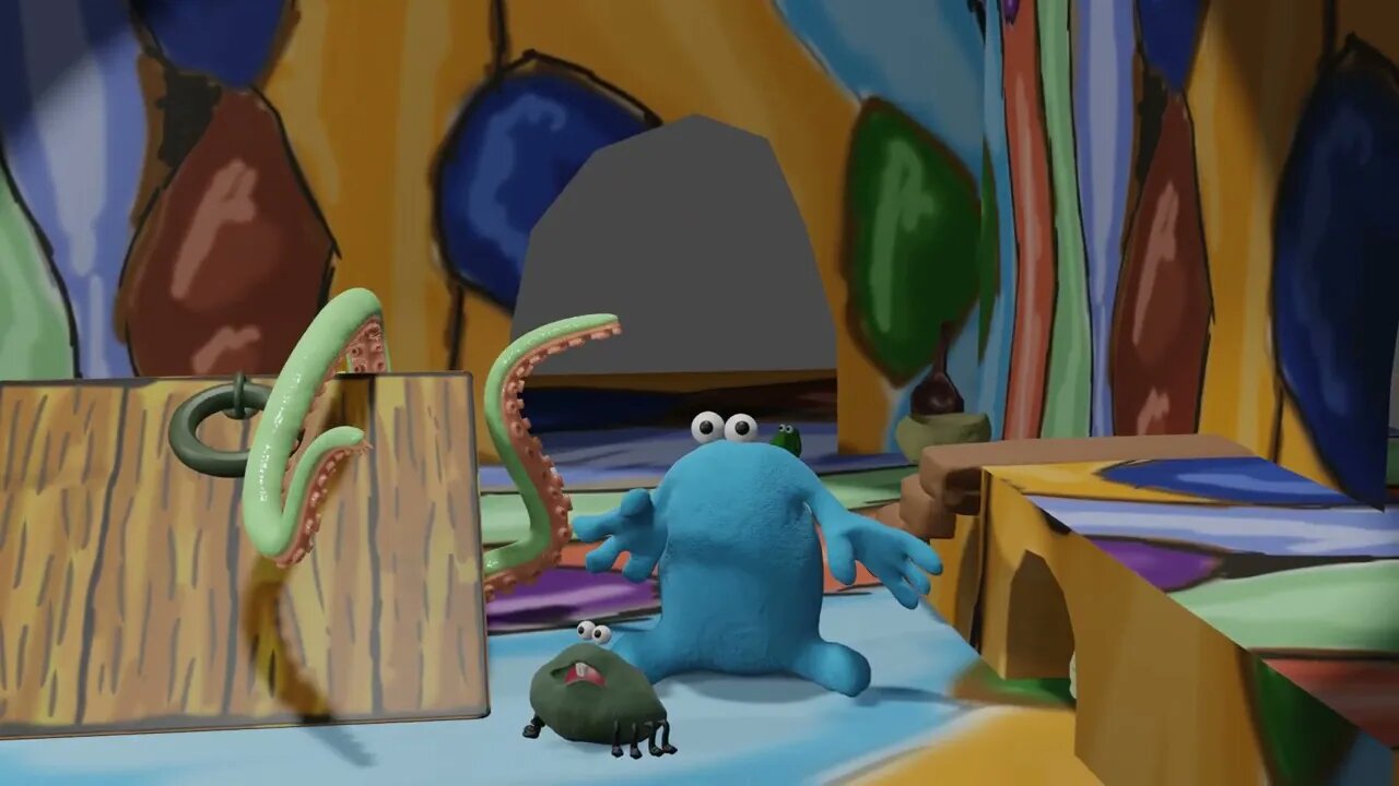 3d Trap Door animation and set from alternative angle.
