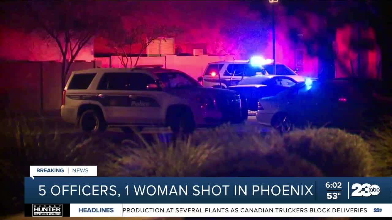 5 officers, 1 woman shot in Phoenix