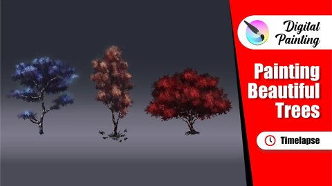 Painting a Set of Beautiful Trees on Krita - Timelapse