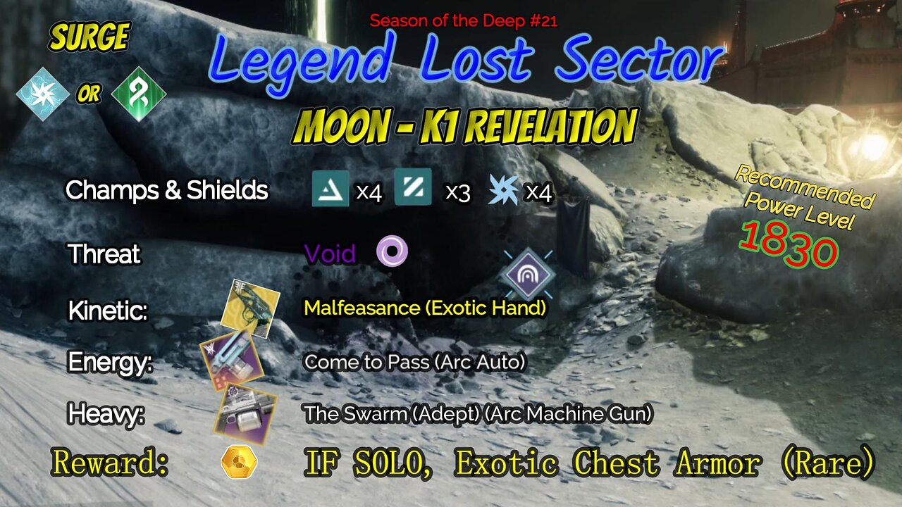 Destiny 2 Legend Lost Sector: Moon - K1 Revelation on my Arc Warlock 6-3-23