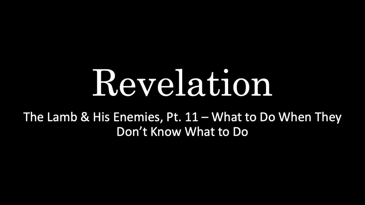 Revelation, Pt. 11 - The Lamb & His Enemies, Pt. 3 - What to Do When They Don't Know What to Do