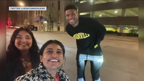 Jessica Madhukar runs into Giannis