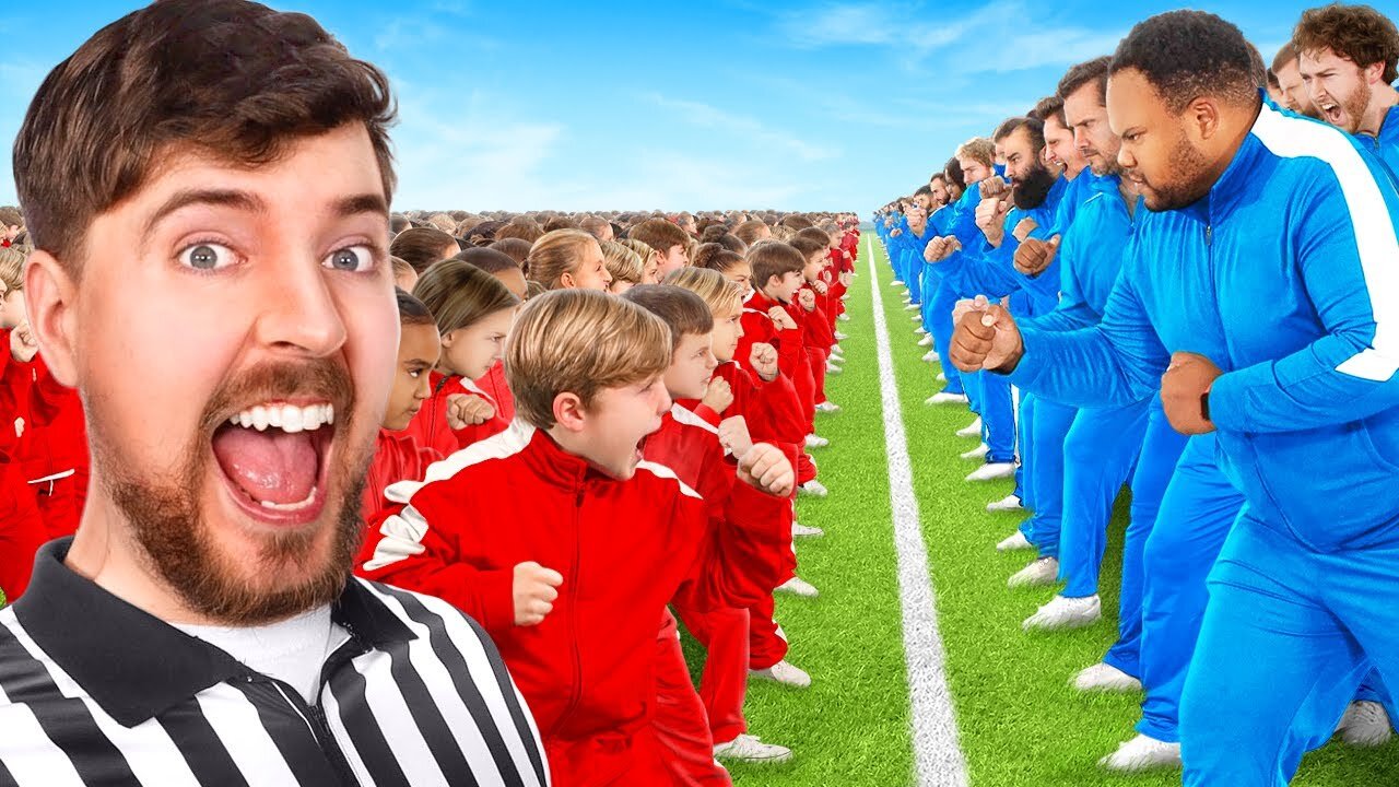 100 Kids Vs 100 Adults For $500,000 #mrbeast #Mr #Beast