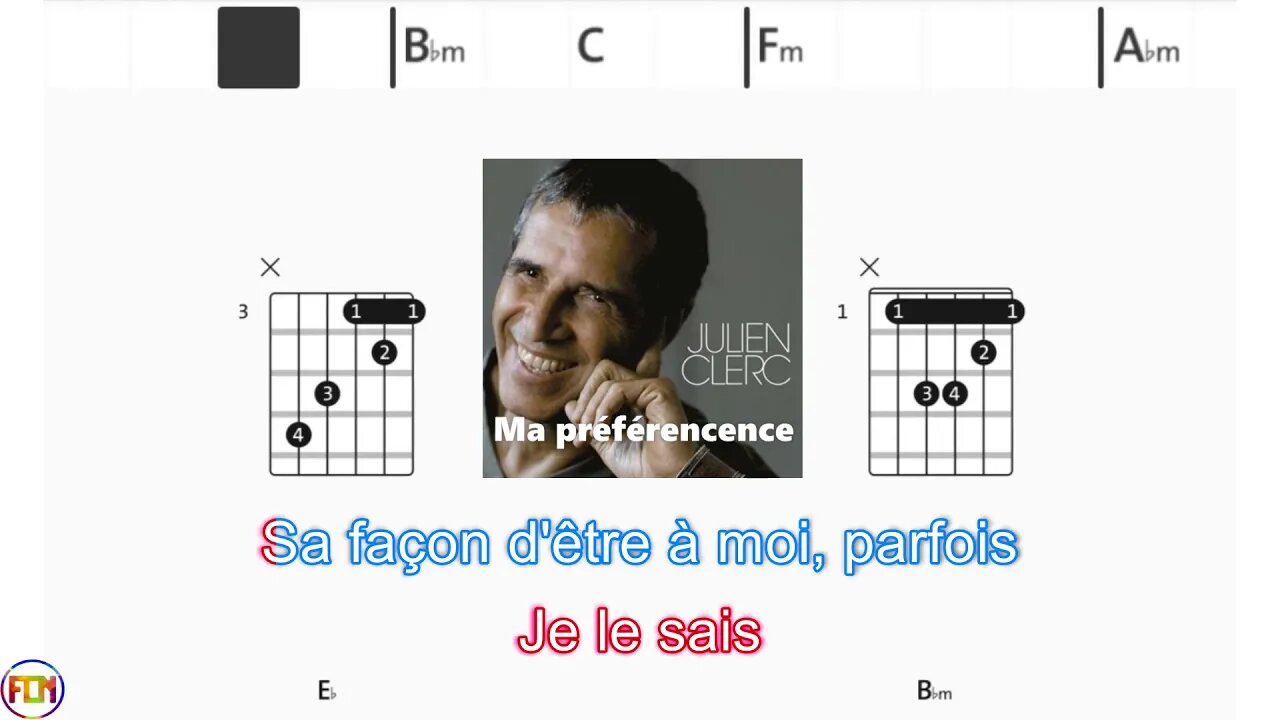 JULIEN CLERC - Ma préférence - (Chords & Lyrics like a Karaoke) HD