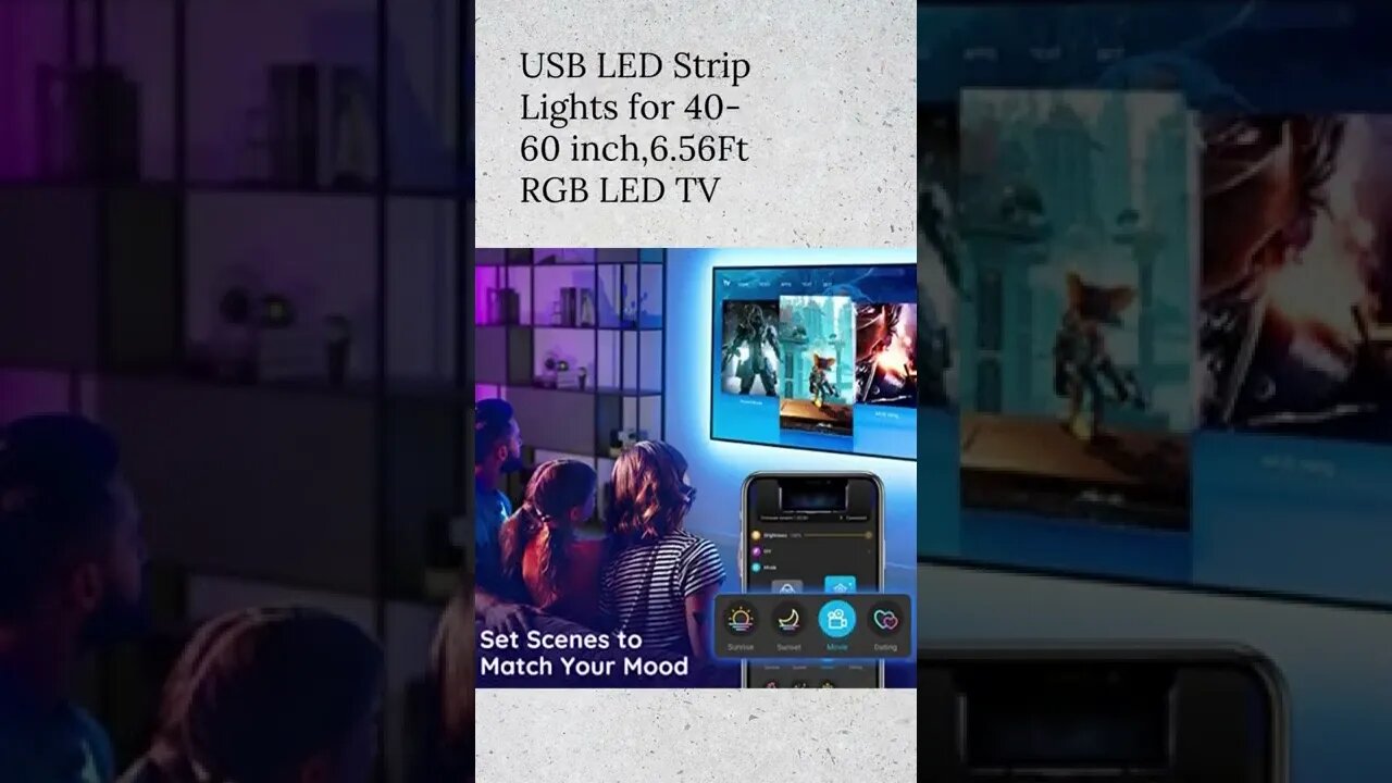 USB LED Strip Lights for 40 60 inch,6 56Ft RGB LED TV #shorts