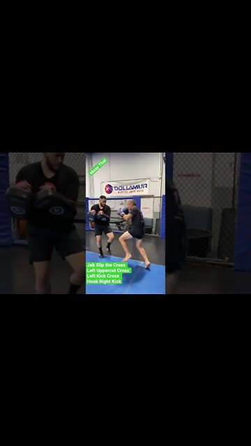 Muay Thai Combo Jab Slip the Cross Left Uppercut Cross Left Kick Cross Hook Right Kick