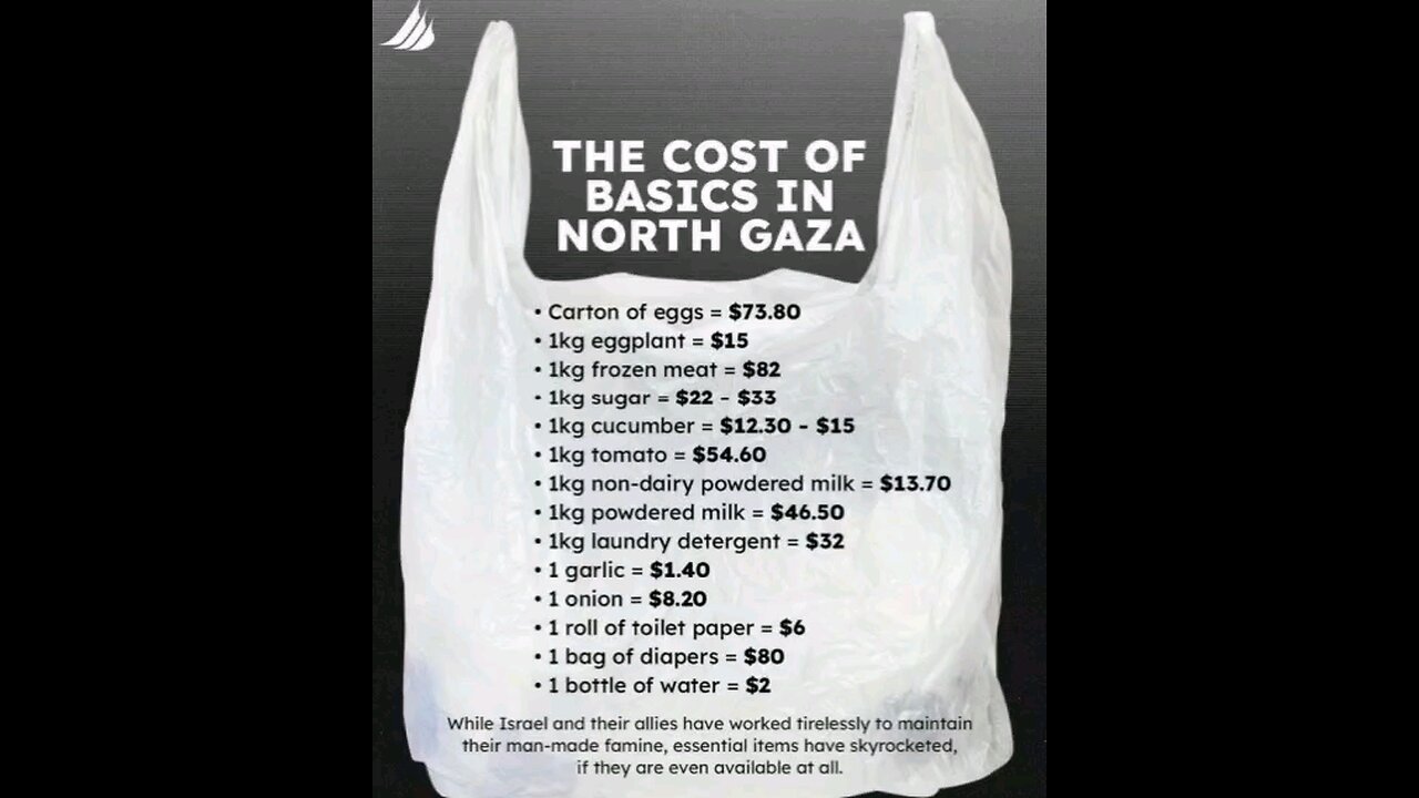 The cost of basics in North Gaza. This is crazy They are purposely being starved to death #Palestine