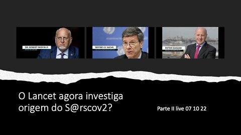 Lancet investiga origem do SCV2