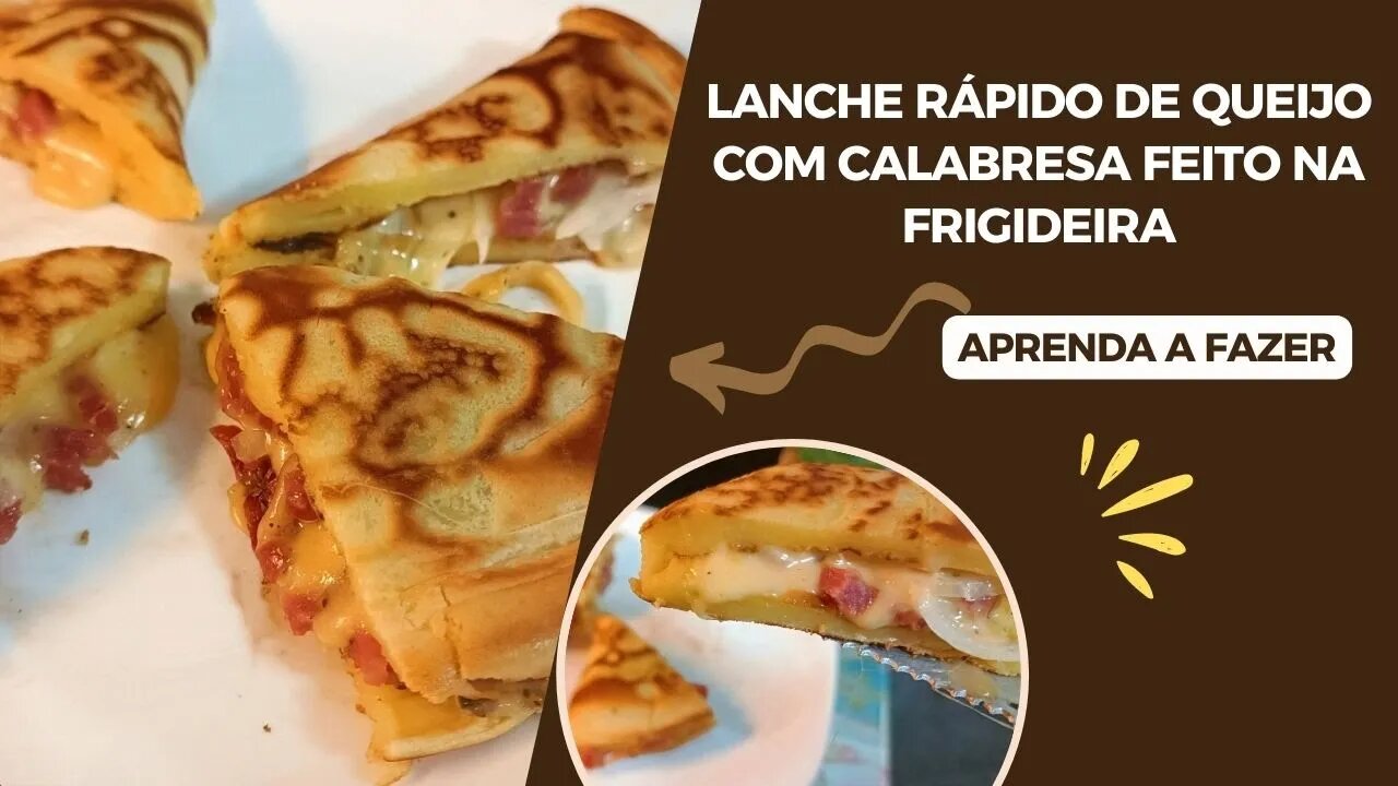 Lanche Rápido de queijo com calabresa feito na frigideira.