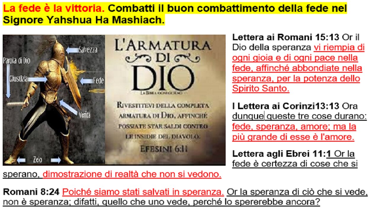 La fede è la vittoria. Combatti il buon combattimento della fede nel Signore Yahshua Ha Mashiach.