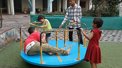 kids playing in garden and enjoying