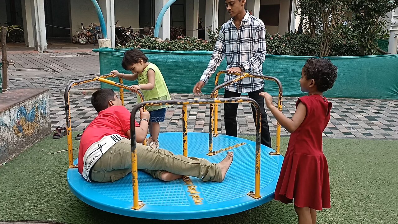 kids playing in garden and enjoying