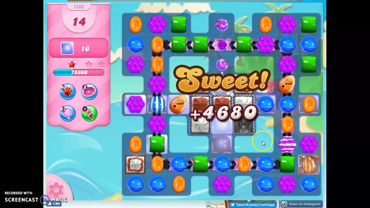 Candy Crush Level 1293 Audio Talkthrough, 1 Star 0 Boosters