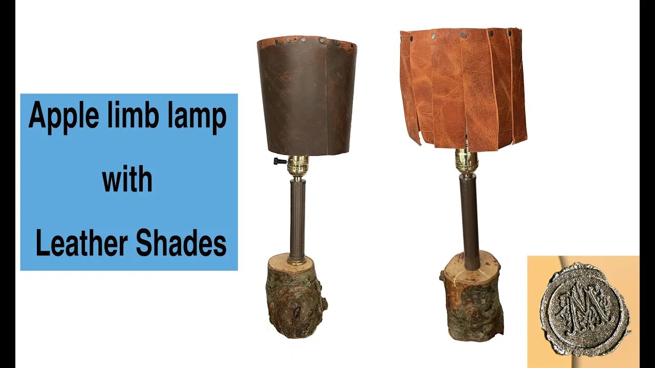 Apple limb lamp with Leather Shades