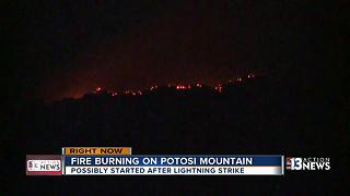 Fire bruning on Potosi Mountain