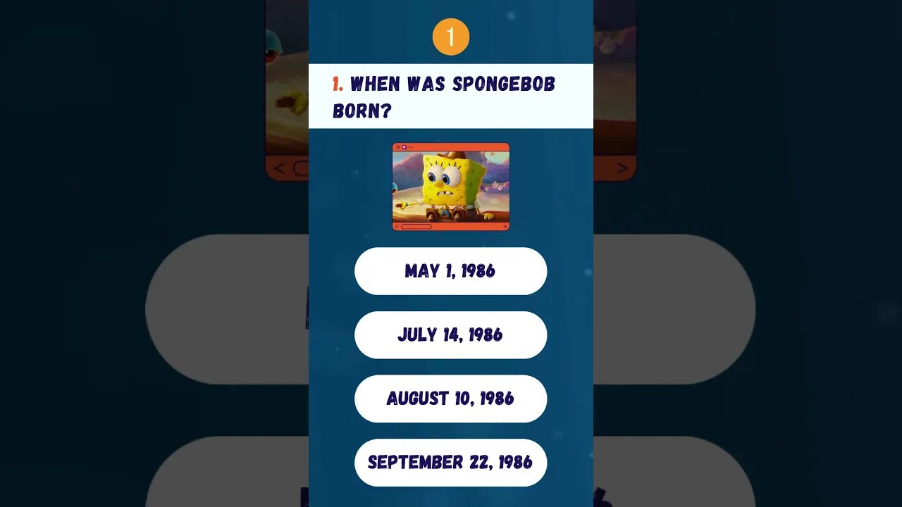 🍍 QUIZ_SPONGEBOB: When was SpongeBob born? #spongebob #quiz #shorts