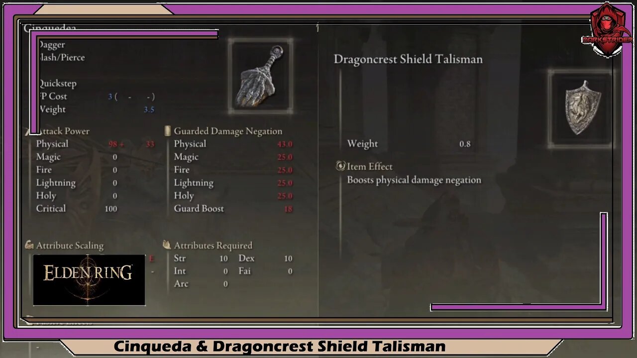 Elden Ring- Cinqueda & Dragoncrest Shield Talisman