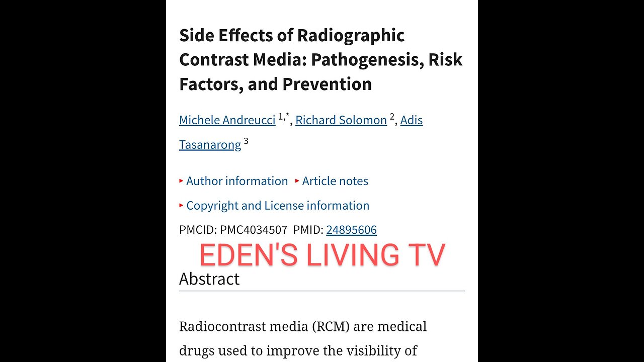 The Dangers of Using IV CONTRAST in diagnostic imaging with Eden's Living TV