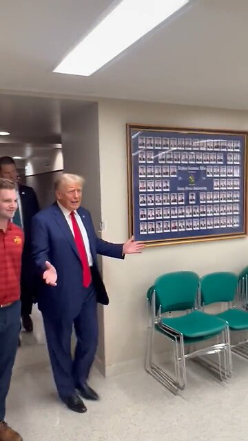 Trump stops by a frat house