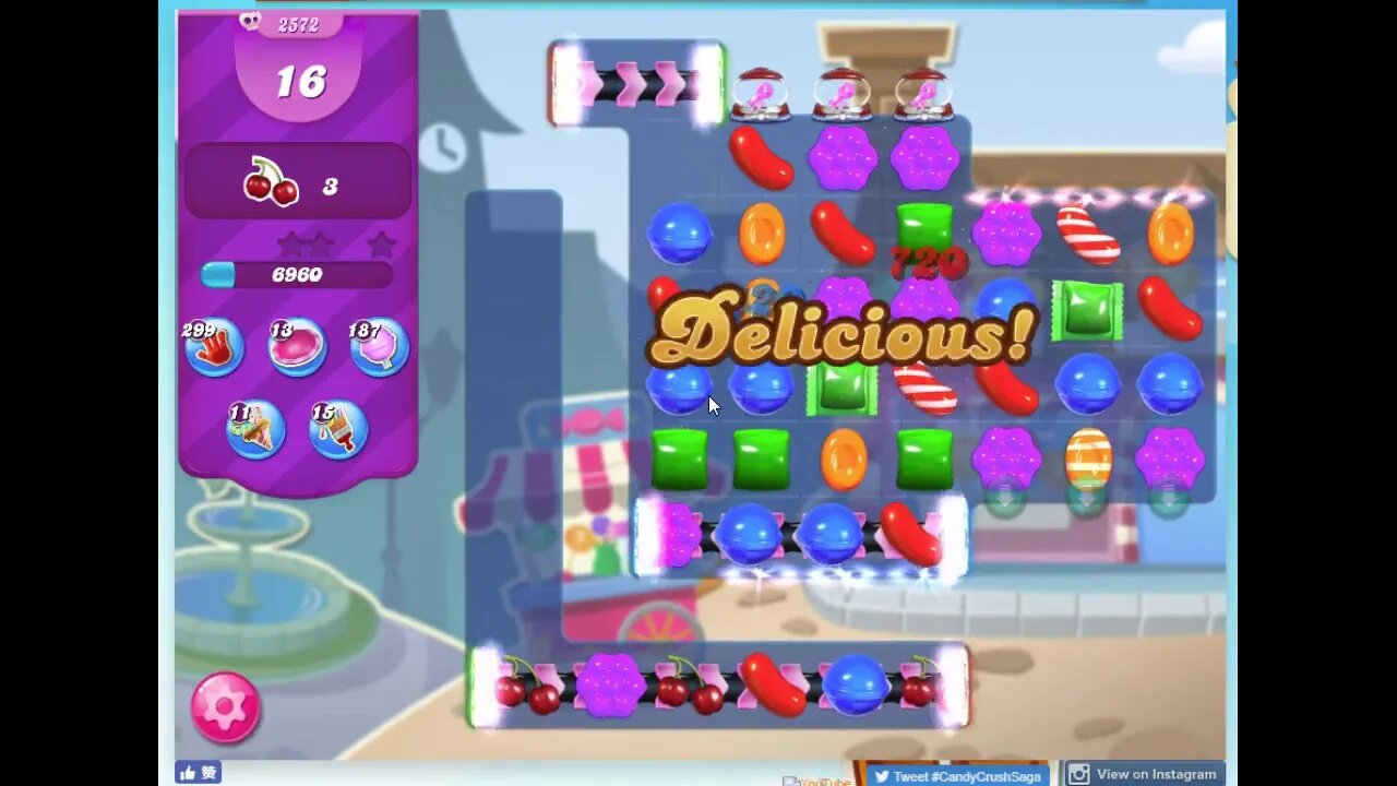 Candy Crush Level 2572 Audio Talkthrough, 3 Stars 0 Boosters