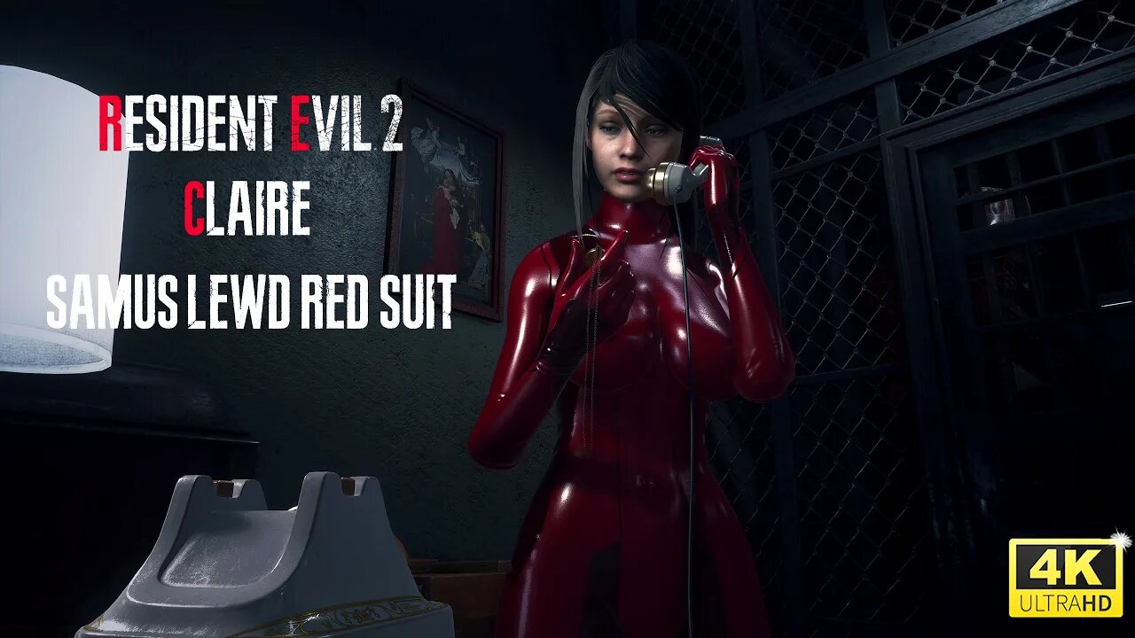 Resident Evil 2 Remake Claire Samus Lewd red suit mod